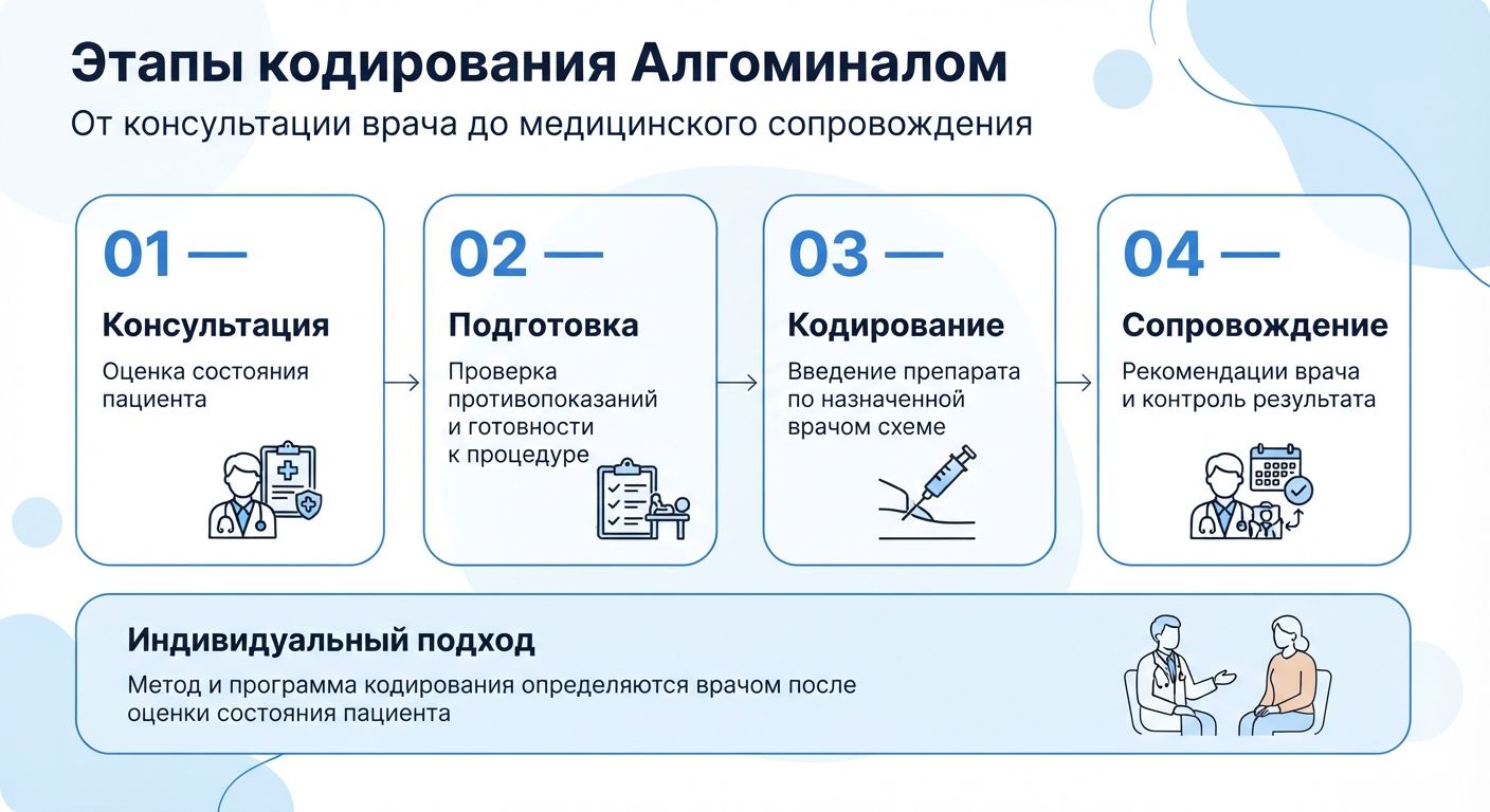 Кодирование препаратом «Алгоминал» в Поповке инфографика